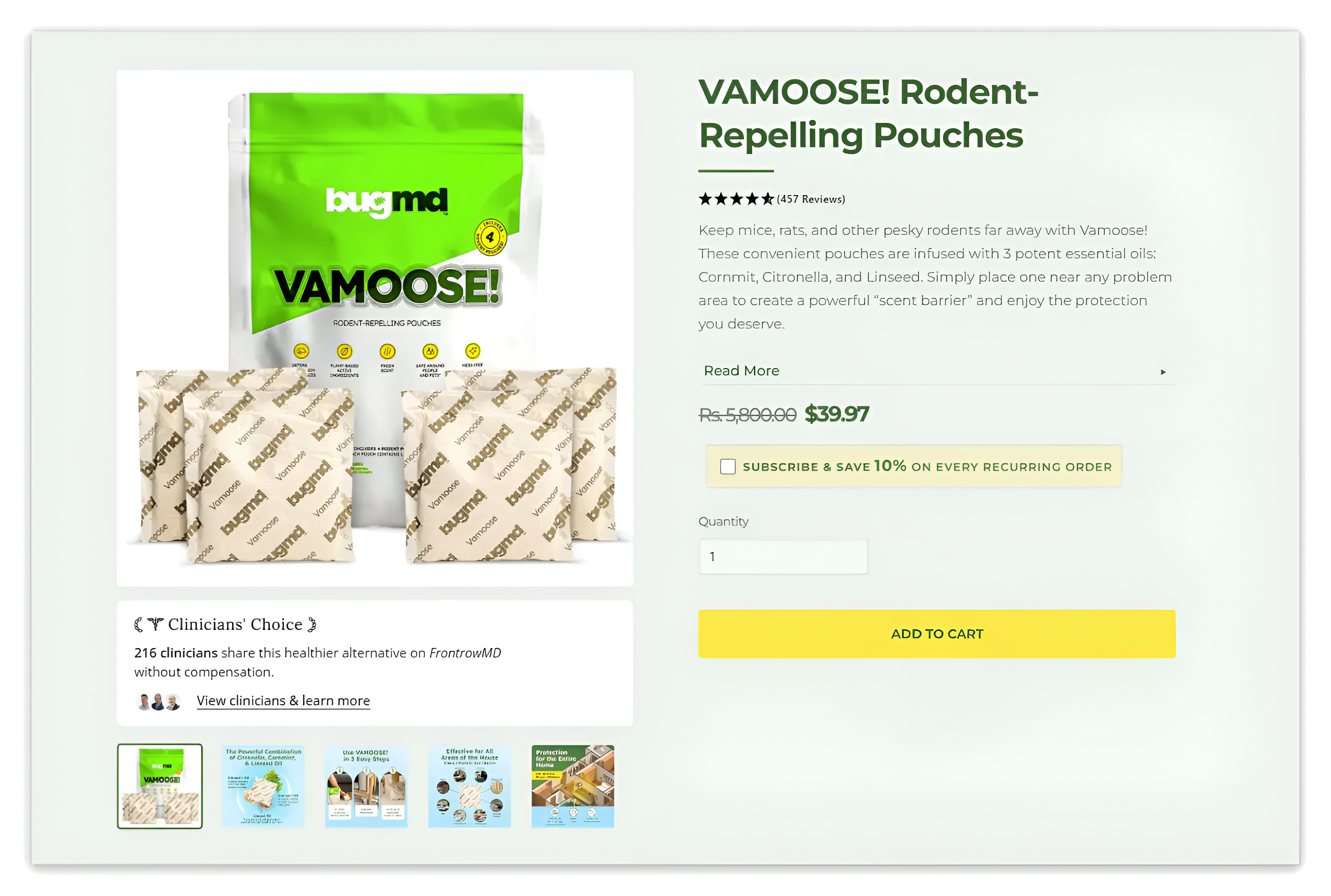 vamoose mice repellent product detail page
